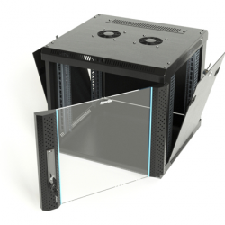 Шкаф настенный Hyperline TWFS-1245-GP-RAL9004, 19-дюймовый (19″), 12U, 650×600х450мм