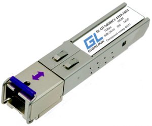 Модуль SFP GIGALINK WDM, 1Гбит/с, одно волокно SM, SC, Tx:1550/Rx:1310 нм, DDM, 8 дБ (до 3 км)