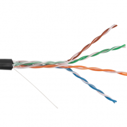 Кабель Netlan U/UTP4 пары, кат. 5е, внешний, (КлассD),PE до -40 С, CU (чистая медь), одножильный, 100МГц, (EC-UU004-5E-PE-BK)