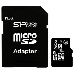Флеш карта microSDHC 32Gb Class4 Silicon Power SP032GBSTH004V10-SP   adapter