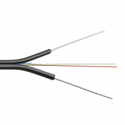 Кабель NIKOMAX NMF-2PF-002A1C-BK волоконно-оптический, 2 волокна, одномодовый 9/125мкм, стандарта G.652.D & G.657.A1, внутренний/внешний, бабочка со стальными прутками, полимерный материал нг(A)-HF -40C, черный, 1км