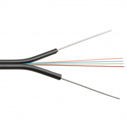 Кабель NIKOMAX NMF-2PF-004A1C-BK волоконно-оптический, 4 волокна, одномодовый 9/125мкм, стандарта G.652.D & G.657.A1, внутренний/внешний, бабочка со стальными прутками, полимерный материал нг(A)-HF -40C, черный, 1км