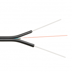 Кабель NIKOMAX NMF-2PP-001A1C-BK волоконно-оптический, 1 волокно, одномодовый 9/125мкм, стандарта G.652.D & G.657.A1, внутренний/внешний, бабочка со стеклопластиковыми прутками, полимерный материал нг(A)-HF -40C, черный, 1км