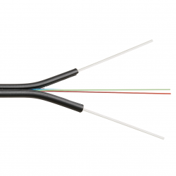 Кабель NIKOMAX NMF-2PP-002A1C-BK волоконно-оптический, 2 волокна, одномодовый 9/125мкм, стандарта G.652.D & G.657.A1, внутренний/внешний, бабочка со стеклопластиковыми прутками, полимерный материал нг(A)-HF -40C, черный, 1км