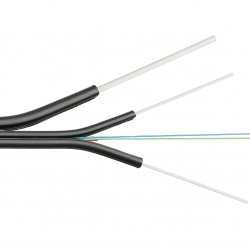 Кабель NIKOMAX NMF-2PL-002A1C-BK волоконно-оптический, 2 волокна, одномодовый 9/125мкм, стандарта G.652.D & G.657.A1, внутренний/внешний, бабочка со стеклопластиковыми прутками и тросом, полимерный материал нг(A)-HF -40C, черный, 1км